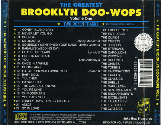 Various : The Greatest Brooklyn Doo-Wops Volume One (CD, Comp)
