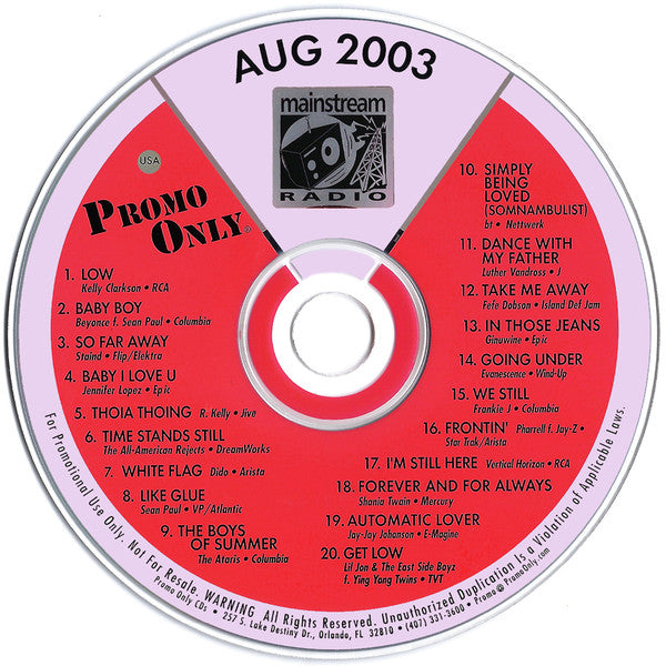 Various : Promo Only Mainstream Radio: August 03 (CD, Comp, Promo)