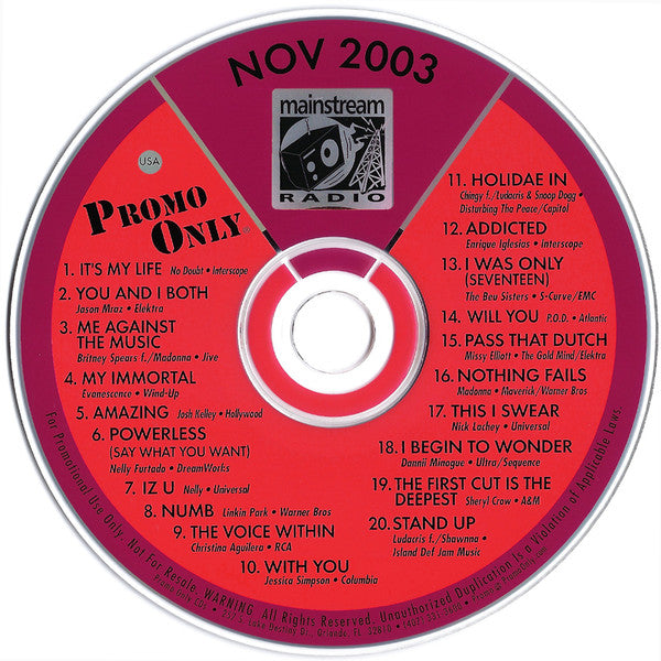 Various : Promo Only Mainstream Radio: November 03 (CD, Comp, Promo)