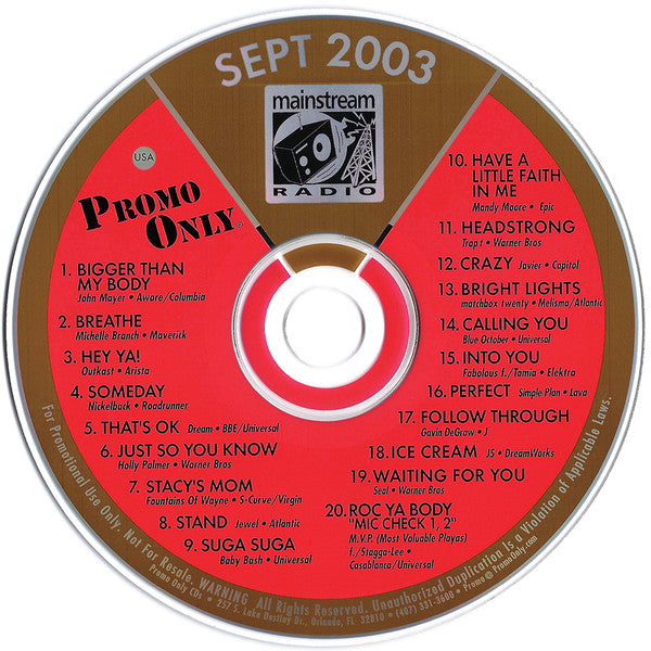Various : Promo Only Mainstream Radio: September 03 (CD, Comp, Promo)