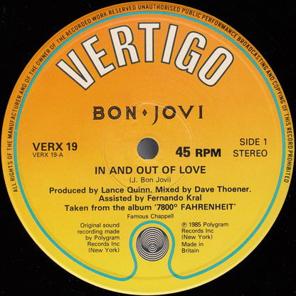 Bon Jovi : In And Out Of Love (12")