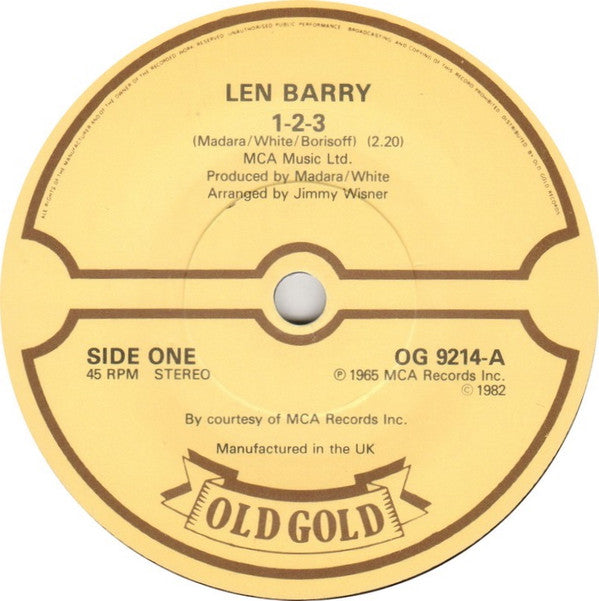 Len Barry : 1-2-3 / Like A Baby (7", RE)