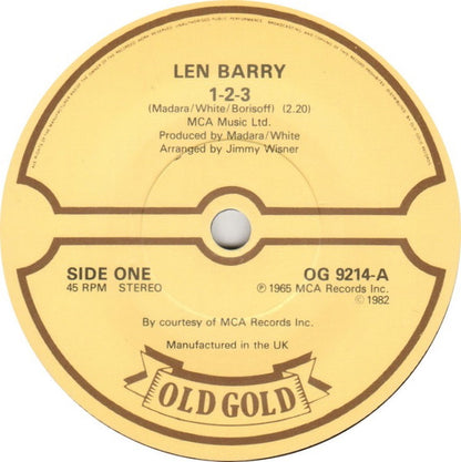 Len Barry : 1-2-3 / Like A Baby (7", RE)