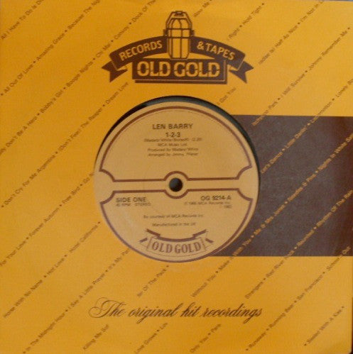 Len Barry : 1-2-3 / Like A Baby (7", RE)