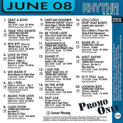 Various : Promo Only Rhythm Radio (June 08) (CD, Comp, Promo)