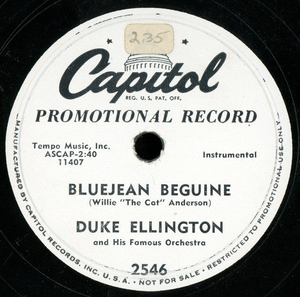 Duke Ellington And His Orchestra : Bluejean Beguine / Warm Valley (Shellac, 10", Promo)