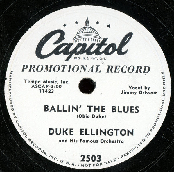 Duke Ellington And His Orchestra : Nothin', Nothin', Baby (Without You) / Ballin' The Blues (Shellac, 10", Promo)