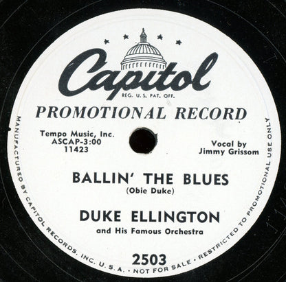 Duke Ellington And His Orchestra : Nothin', Nothin', Baby (Without You) / Ballin' The Blues (Shellac, 10", Promo)