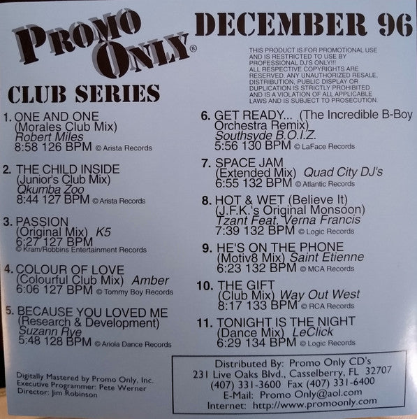 Various : Promo Only Club Series: December 96 (CD, Comp, Promo)
