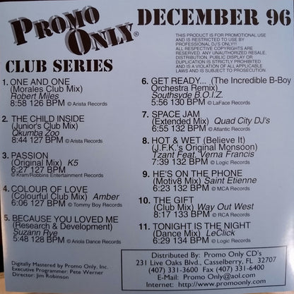 Various : Promo Only Club Series: December 96 (CD, Comp, Promo)