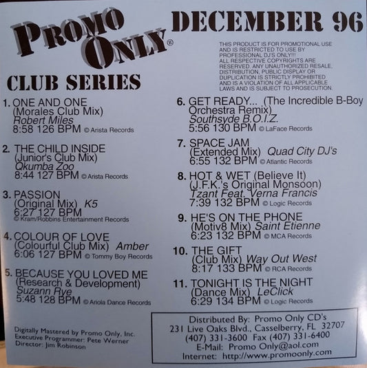 Various : Promo Only Club Series: December 96 (CD, Comp, Promo)