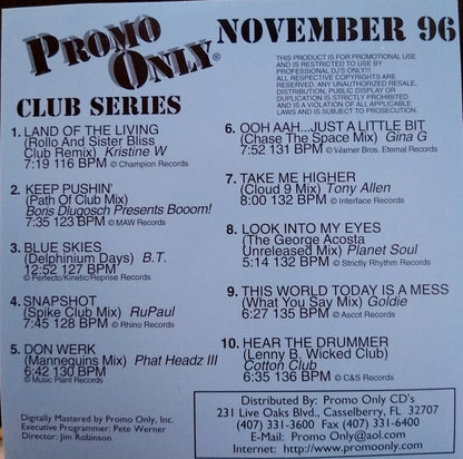 Various : Promo Only Club Series: November 96 (CD, Comp, Promo)