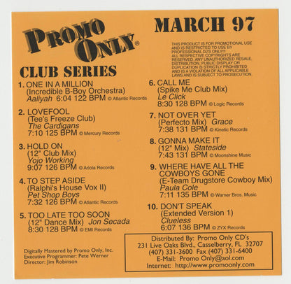 Various : Promo Only Club Series: March 97 (CD, Comp, Promo)