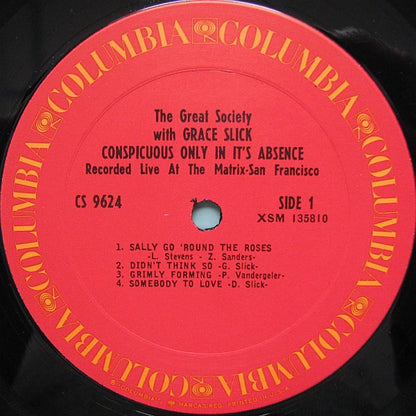 The Great Society With Grace Slick : Conspicuous Only In Its Absence (LP, Album, RE, Ter)
