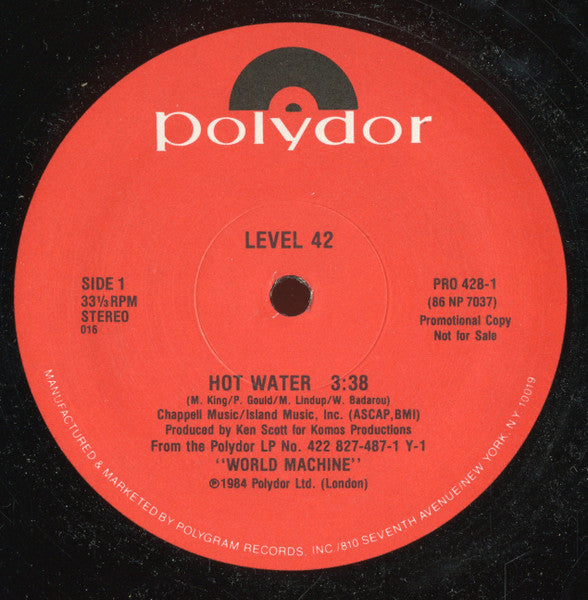 Level 42 : Hot Water (12", Single, Promo)