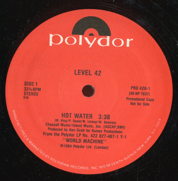 Level 42 : Hot Water (12", Single, Promo)