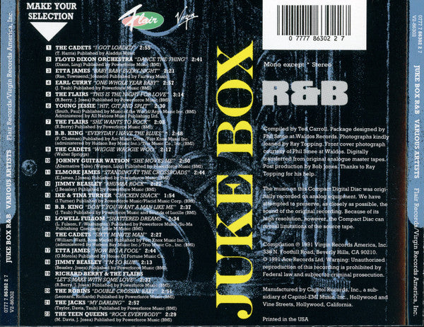 Various : Juke Box R&B (CD, Comp, Mono)