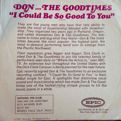 Don & The Goodtimes : I Could Be So Good To You / And It's So Good (7", Single, Styrene)