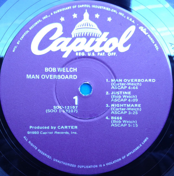 Bob Welch : Man Overboard (LP, Album, Win)