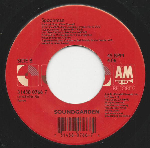Soundgarden : Black Hole Sun (7", Single)