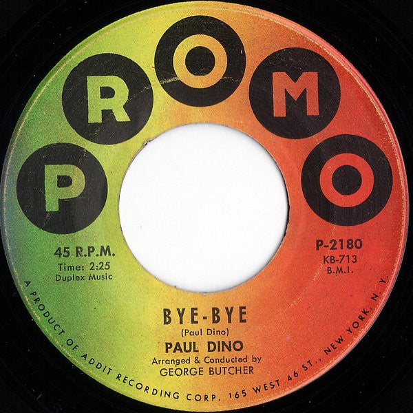 Paul Dino : Bye-Bye / Ginnie Bell (7", Single, Scr)