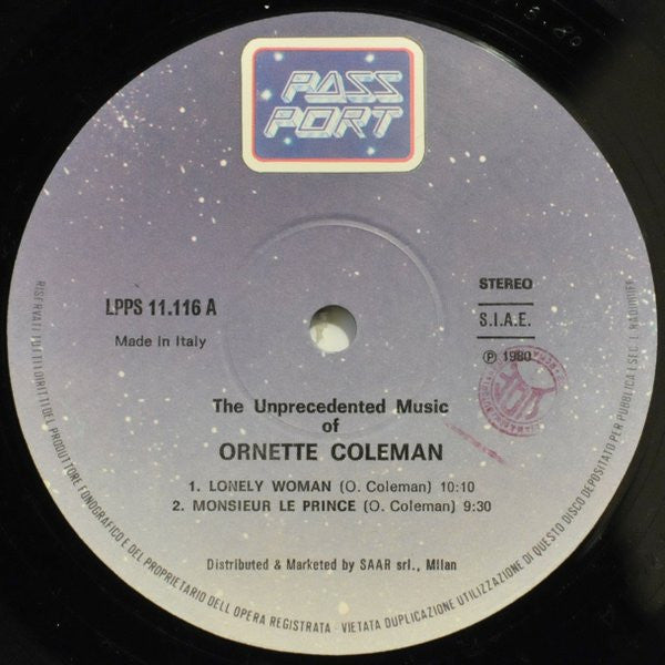 Ornette Coleman : The Unprecedented Music Of Ornette Coleman (LP, Album, RE)