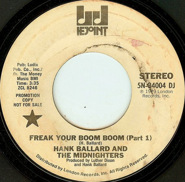 Hank Ballard & The Midnighters : Freak Your Boom Boom (7", Promo)