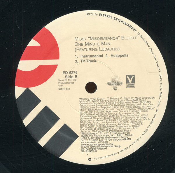 Missy Elliott Featuring Ludacris : One Minute Man (12", Promo)