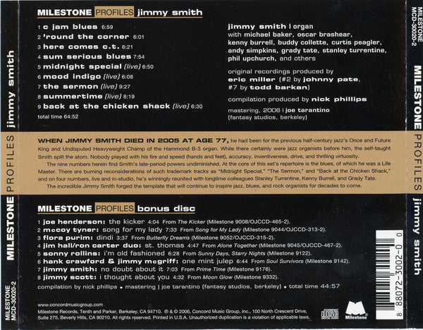 Jimmy Smith : Milestone Profiles (2xCD, Comp, RM)