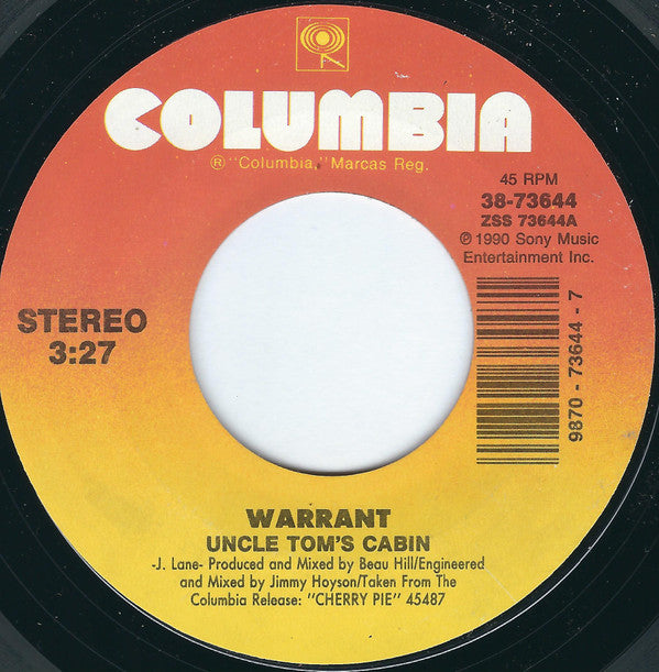 Warrant : Uncle Tom's Cabin (7", Single, Styrene)