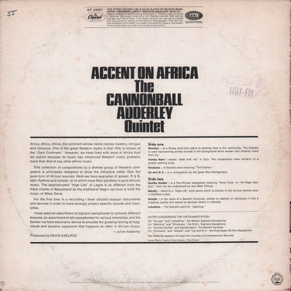 The Cannonball Adderley Quintet : Accent On Africa (LP, Album, Scr)