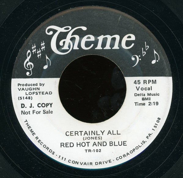 Red Hot And Blue : Rooster Blues / Certainly All (7", Promo)