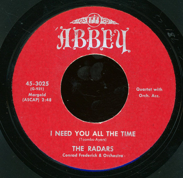 The Radars (3) : You Belong To Me / I Need You All The Time (7", Unofficial)