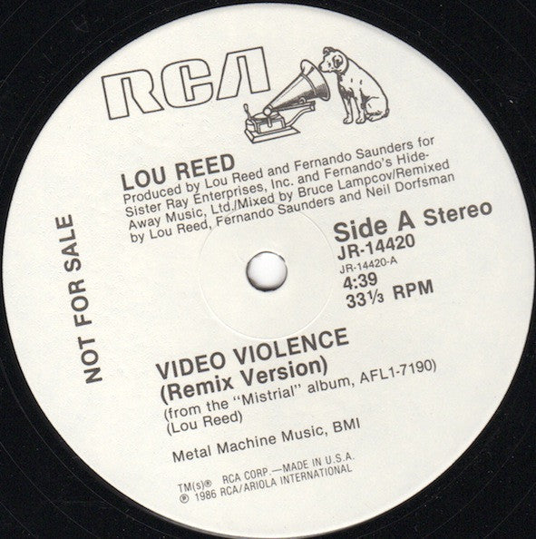 Lou Reed : Video Violence (12", Single, Promo)