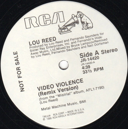 Lou Reed : Video Violence (12", Single, Promo)