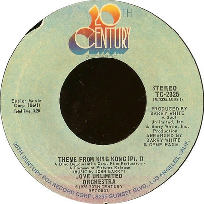 Love Unlimited Orchestra : Theme From King Kong (7", Styrene)