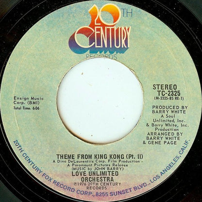 Love Unlimited Orchestra : Theme From King Kong (7", Styrene)