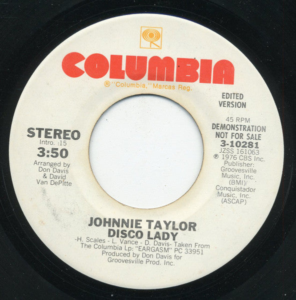 Johnnie Taylor : Disco Lady (7", Single, Mono, Promo)