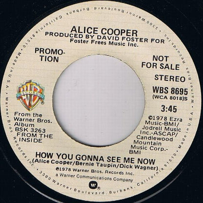 Alice Cooper (2) : How You Gonna See Me Now (7", Single, Mono, Promo)