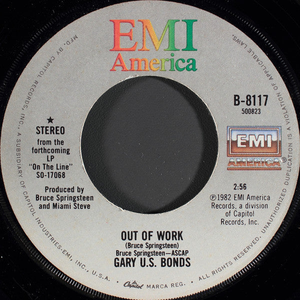 Gary U.S. Bonds : Out Of Work / Bring Her Back (7", Single, Win)