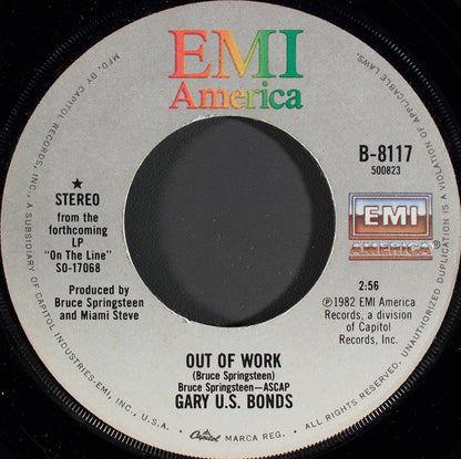 Gary U.S. Bonds : Out Of Work / Bring Her Back (7", Single, Win)