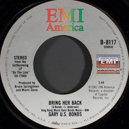 Gary U.S. Bonds : Out Of Work / Bring Her Back (7", Single, Win)