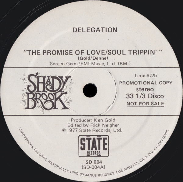 Delegation : The Promise Of Love/Soul Trippin' (12", Single, Promo)