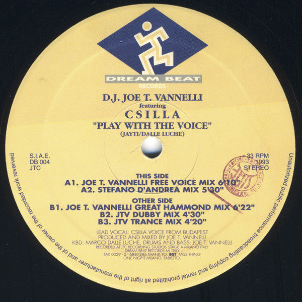 Joe T. Vannelli Featuring Csilla : Play With The Voice (12")