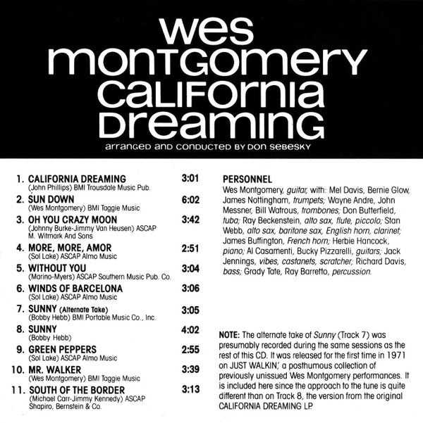 Wes Montgomery : California Dreaming (CD, Album, RE)
