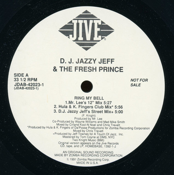 DJ Jazzy Jeff & The Fresh Prince : Ring My Bell (12", Promo)