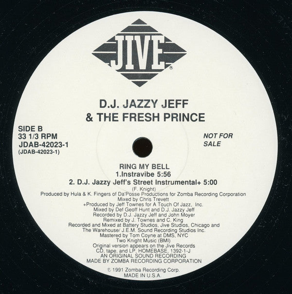 DJ Jazzy Jeff & The Fresh Prince : Ring My Bell (12", Promo)