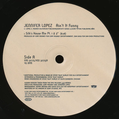 Jennifer Lopez : Ain't It Funny (12", Promo)