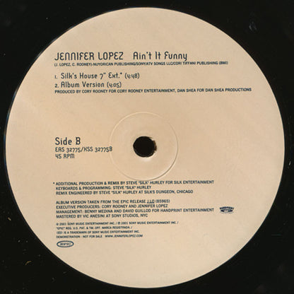 Jennifer Lopez : Ain't It Funny (12", Promo)