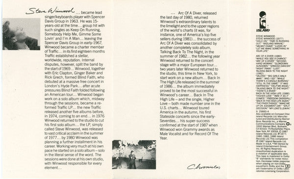Steve Winwood : Chronicles (Cass, Comp, Club)